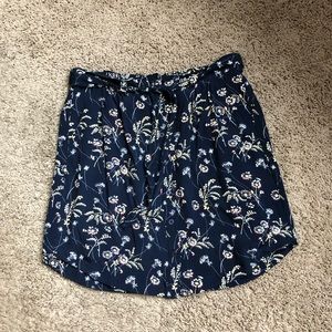 LOFT Women’s Tropic Tie Waist Button Floral Skirt